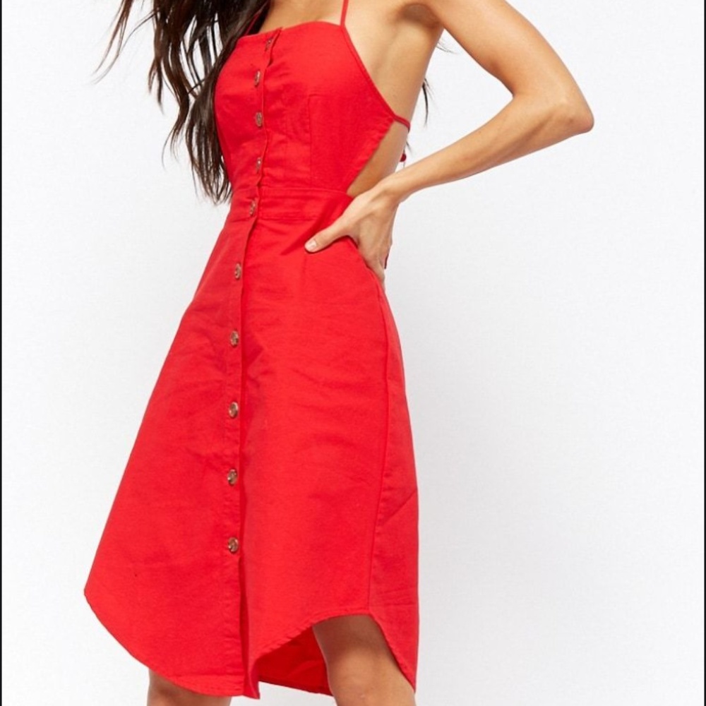 Button-Front Halter Dress NEW